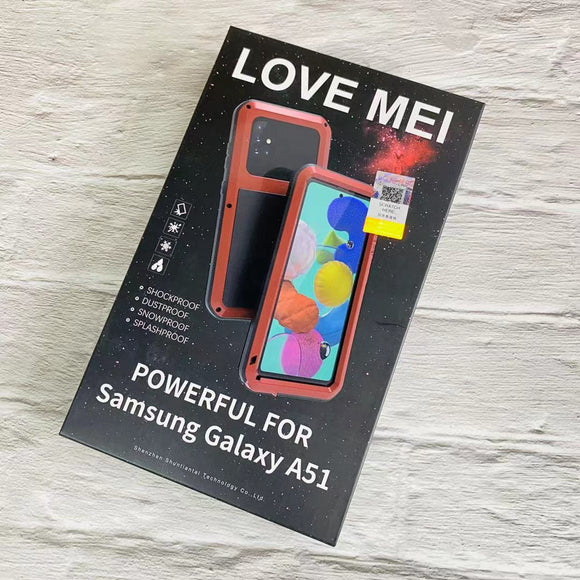 For Samsung Galaxy A51 Lovemei Love Mei Powerful Shockproof Dustproof Case Cover Black
