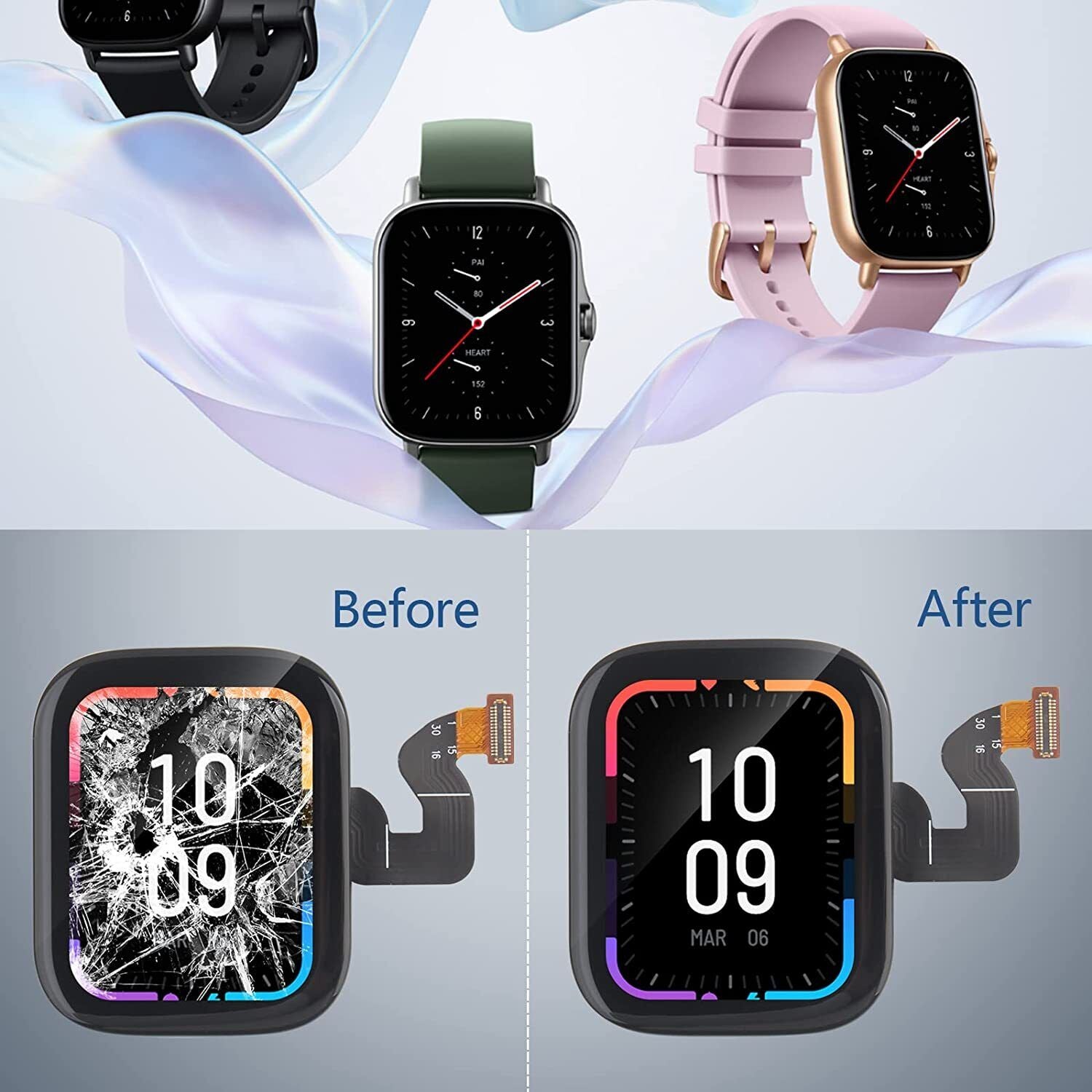 Replacement For Huami Amazfit GTS 2e A2021 Smart Watch LCD Display Touch Screen Digitizer Assembly